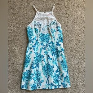 Lilly Pulitzer White and Blue Lace Dress